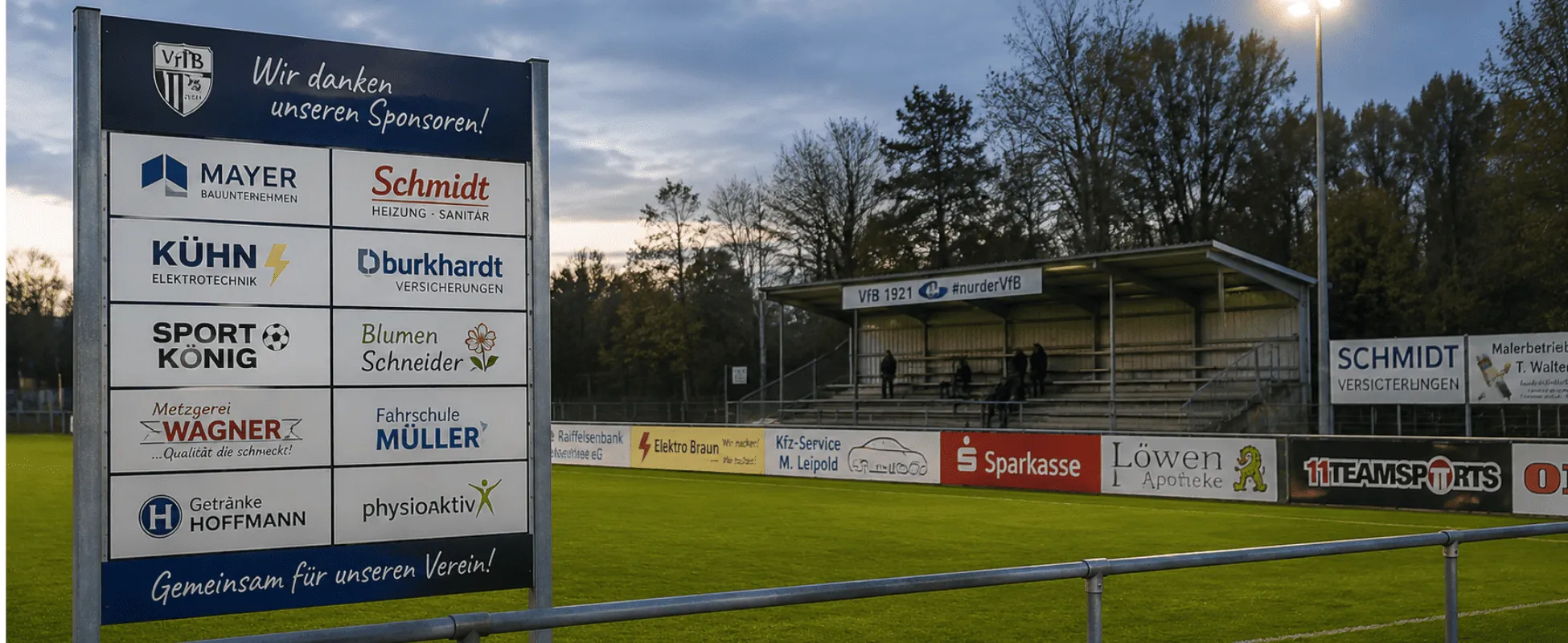 Sponsorenwand und Bandenwerbung bei einem Sportverein